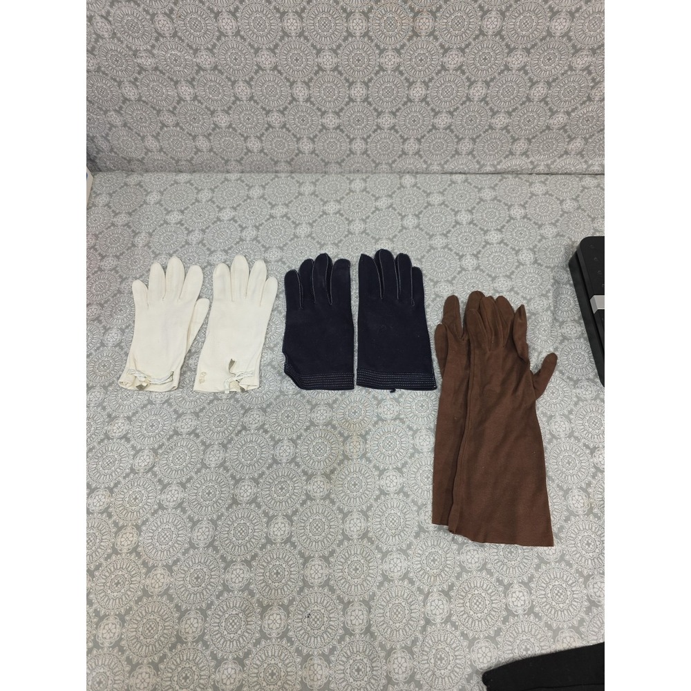 Vintage Opera Gloves Set White Black Brown Long Formal‎ Evening Party Driving